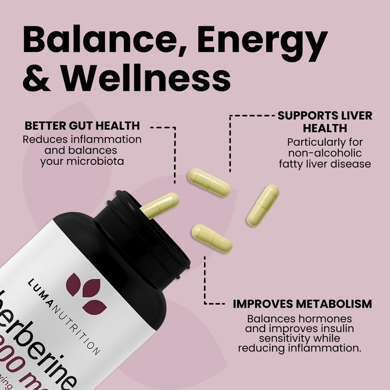 Luma Nutrition Berberine Supplement - Berberine HCL 1200mg Per Serving