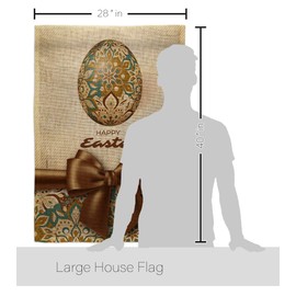 Breeze Decor Easter Faberge Egg Burlap House Flag Eagle Set Spring Happy Bunny Christian Season Springtime Holiday Decoration Banner Small Garden Yard Gift Double-Sided, Made in USA