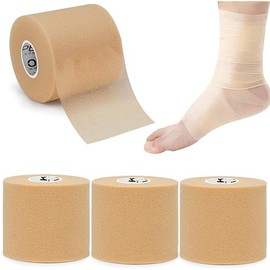 OKTAPE-6214 Underlap Tape Pre-Wrap Tape (4 Rolls) 2.8 x 10.6 ft (7 x 27 m) for Underwrap, Sports Undertape, Protects Ankles, Wrists, Elbows, Knees, Breathable, Moisture, Soft, Anti-Allergic Skin