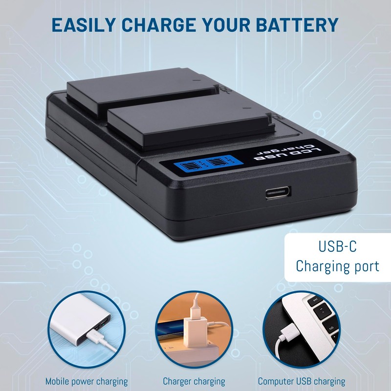 2-Pack LP-E12 Batteries with USB Dual Battery Charger for Canon