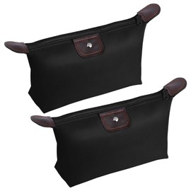 Aucuu Small Cosmetic Bag, Makeup Bag, Toiletry Bag, Makeup Bag, Mini Travel Bags for Makeup Brushes, Cosmetic Bag for Travel, Holidays and Everyday Use, #4 Black-2pcs, 1