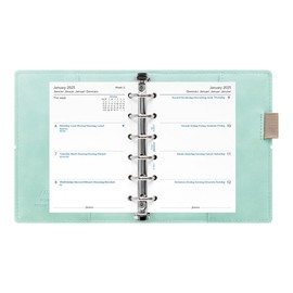 Filofax Domino Soft Organizer, Pocket Size, Duck Egg - Smooth, Leather-Look, Grain Effect, Tactile, Six Rings, Week-to-View Calendar Diary, Multilingual, 2025 (C022583-25)