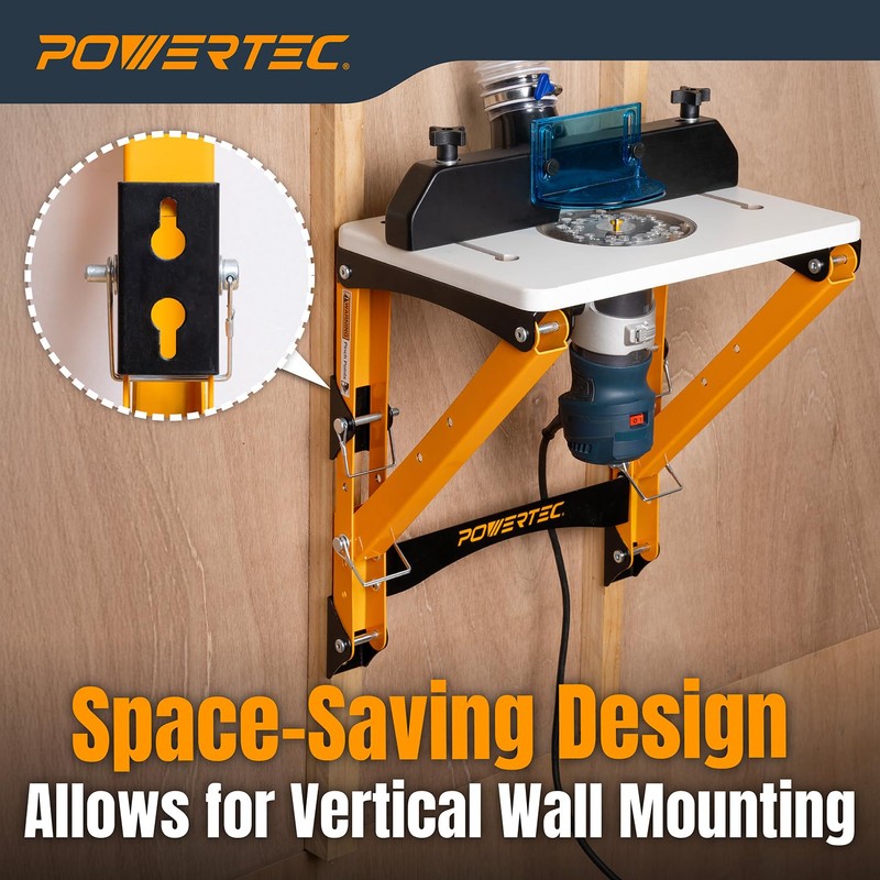 POWERTEC Folding Router Table Stand – Adjustable Height Workstation Base