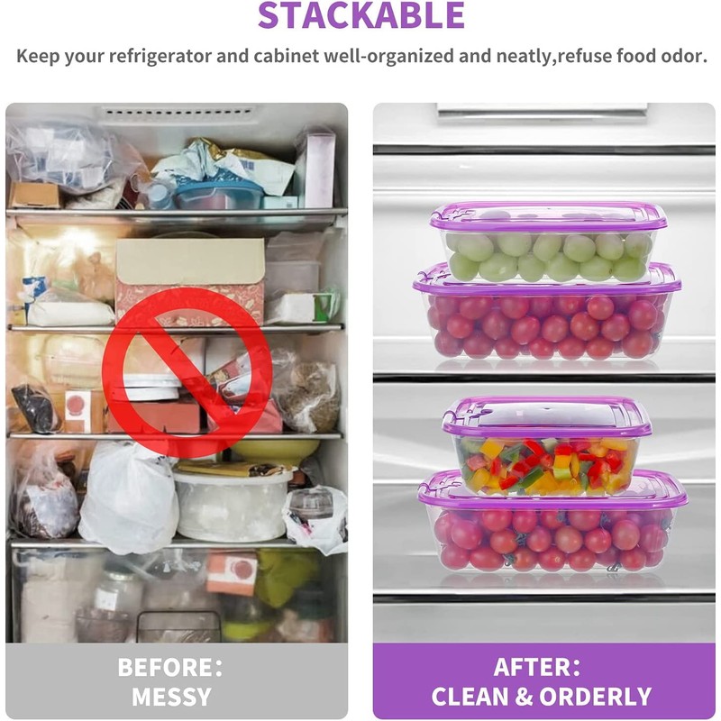 EASYLOCK Stackable Food Storage Containers with Lid, 1.2 L x