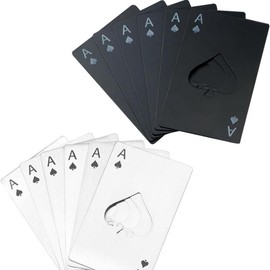 Steel Playing Card - Beer Bottle & Bottle Opener Set with Black and White Cards Featuring Black Jack Design - Utensils, Kitchen