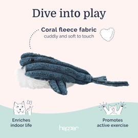Hepper Whale Plush Toy - Unique, Durable & Quiet Cat Toys for Physical & Mental Stimulation - Best for Kittens, Senior Cats & All Breeds - Indoor Playtime