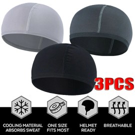 Unbranded 3PACK Cooling Skull Cap Men Sweat Wicking Helmet Liner Cycling Sports Beanie Hat
