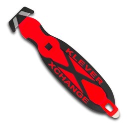 Klever X-Change Box Cutter, Klever Kutter Package Opener Narrow Cut Head, Carbon Steel Blade Utility Knife, Cuts Boxes, Film, Tape and More, Red, 10 Pack (KCJ-XC-20R)