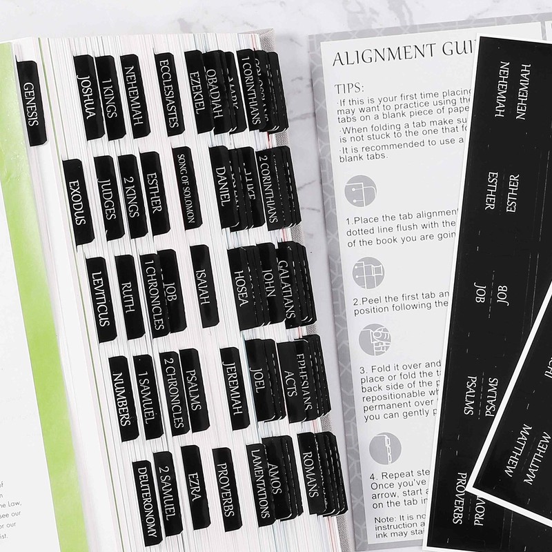 Thinkor Reposition Laminated Bible Tabs, Large Print Stickers, Easy to