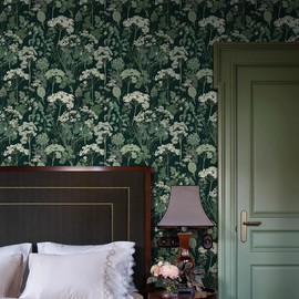 Wudnaye Vintage Floral Peel and Stick Wallpaper Leaf Contact Paper 16.9in×118.1in Dark Green Farm Wallpaper Self Adhesive Botanical Contact Paper Removable Waterproof for Bedroom Cabinet Renter Vinyl