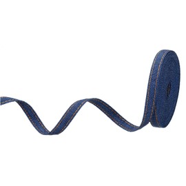 PATIKIL 3/8" Denim Ribbon, 1 Roll 5.5 Yard Layering Jean Fabric Craft Strip for Bow DIY Making Hair Clip Garment Sewing Decorations, Dark Blue