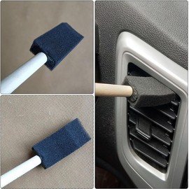 Cepillo para Ventilación del Coche 3 Piezas Cerdas Suaves y Mango de Madera para Limpiar Polvo sin Rayar Rejillas y Salidas de Aire del Automóvil