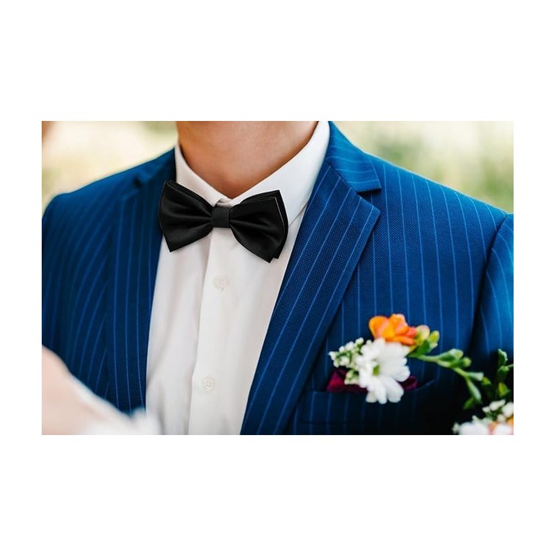 Men's Bow Tie, Solid Color Classic Pre-Tied Bow Tie, Satin