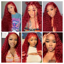 24 26 28 Inch Red Human Hair Bundles Braight Red Deep Wave Bundles Unprocessed Brazilian Remy Hair 3 Bundles Burgundy Deep Wave Hair Weave