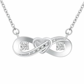 Infinity Love Urn Pendant Stainless Steel Snake Chain Cremation Jewelry for Ashes for Woman Free Filling Tools Include (New-Silver-White)
