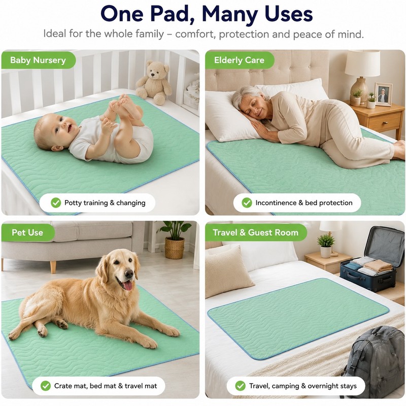 Reusable Waterproof Bed Pad for Kids, Elderly & Pets –