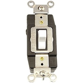 Leviton 3 Amp, 24 Volt AC/DC, Toggle Double Throw, Center Off, Momentary Contact, Single Pole, AC Quiet Switch, Industrial Grade, Grounding, 1081-W, White