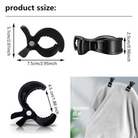 Mumoo Bear Stroller Pegs to Hook Muslin Sun Shade to Canopy, 6 PCS Car Seat Cover Clips, Nursing Cover, Pram Toy Holder, Plastic Universal Clip, Blanket Clamp, Stroller Clips Buggy Accessory (Black)
