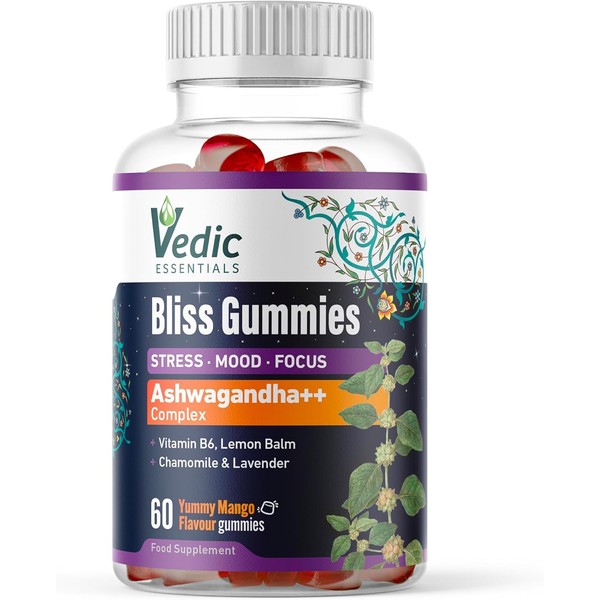 Vedic Essentials Vedic Bliss Gummies with Ashwagandha, Lemon Balm, Chamomile,