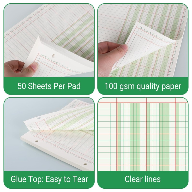 suituts 300 Sheets Columnar Analysis Pads 4 Column Accounting Paper,