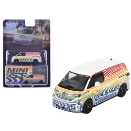 DCD for Volkswagen ID. Buzz Van Prototype "Rainbow" Limited Edition 1/64 Diecast Model Electric Car by Mini GT