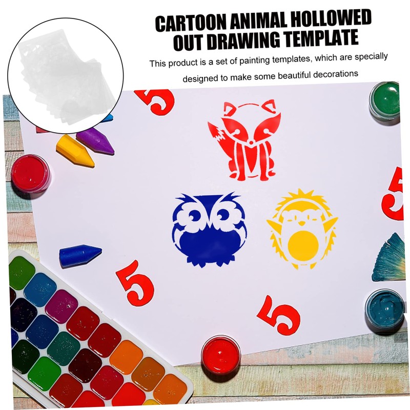 KONTONTY 12 Sheets Cartoon Animal Stencils for DIY Projects Reusable