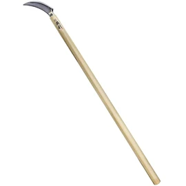 KAKURI Japanese Harvesting Sickle Long Handle 32" [Serrated Blade], Stand Up Weeding Tool for Thick and Tough Plant, Razor Sharp Japanese Stainless Steel Blade, Made in Japan