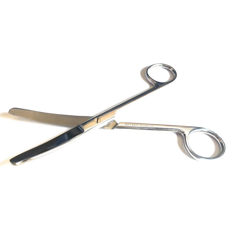6" Stainless Steel Scissors, Curved Blades, Blunt Tips
