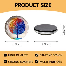 Cute Glass Magnets for Fridge, 12Pcs Life Tree Refrigerator Magnets Strong Locker Magnets Decorations Magnets for Locker Office Kitchen Whiteboards Cabinets Decorative Magnets for Gift