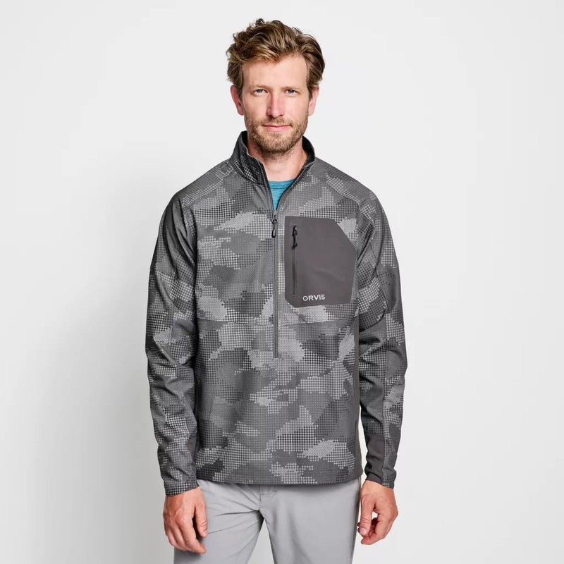 Orvis Men's PRO LT Softshell Pullover, Steel Camo - Large