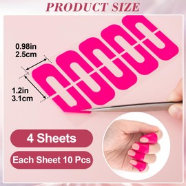 VARMDUKKE 40pcs Nail Polish Protector for Fingers, U Shape Latex Nail Polish Barrier, Peel Off Skin Cuticle Protector, Pink Nail Guard Tape for Nail Stickers, Painting, Manicure (4 Sheets)