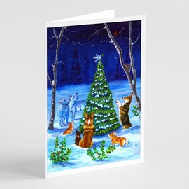 Caroline's Treasures Corgi Christmas Peace Greeting Cards and Envelopes Pack of 8