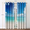 Jekeno Ocean Beach Blackout Curtains Tropical Blue Sky Cloud Sunshine