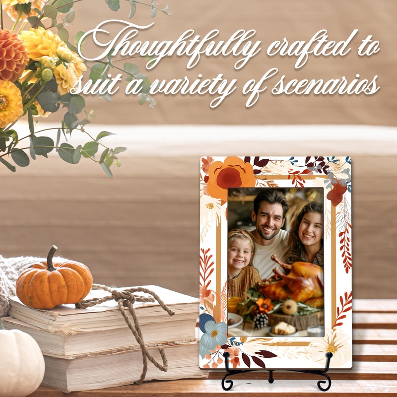 ISOVF Thanksgiving 4x6 Picture Frame, Fall Maple Photo Frame, Orange