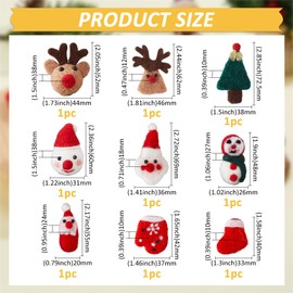 SUPERFINDINGS 9Pcs 9 Styles Wool Felt Christmas Decorations Set Felting Snowman for Wool Garland Christmas Tree Reindeer Snowman Felt Applique Christmas Felting Kits