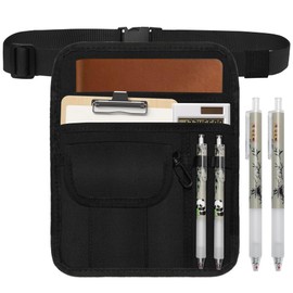Windspeed Server Pouch with 2 Pens, Money Apron for Cash Money Pouch for Server Waitress Waist Apron Accessories with Adjustable Belt for Restaurant, Hotel, Bar, Black, 8x10 inches with adjustable