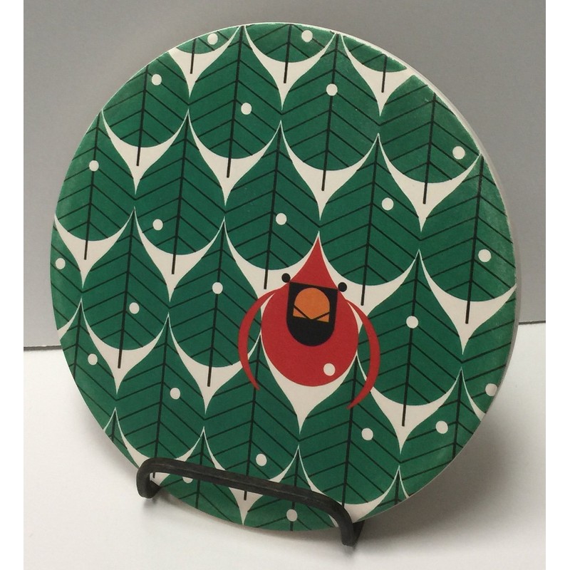 Charley Harper Coniferous Cardinal Absorbent Stone Trivet