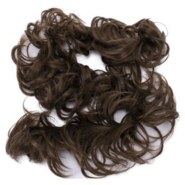 PRETTYSHOP XXXL Hairpiece Hair Wrap Scrunchie Scrunchy Updos, VOLUMINOUS, Curly Messy Bun, Brown # 16 HW16