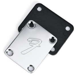 RuiJOTWAT 70s F Logo Strat/Tele 4-Bolt Chrome Guitar Neck Plate Neckplate w/Screws