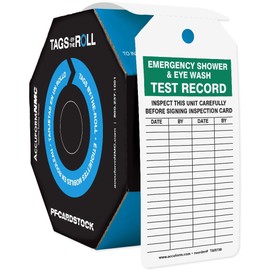 Accuform 250 Inspection and Status Tags by-The-Roll, Emergency Shower, US Made OSHA Compliant Tags, Waterproof PF-Cardstock, Resists Tears, 6.25"x3", TAR738