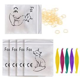 Orthodontic Elastic Rubber Bands and Placers, 500 Pcs Dental Rubber Traction Bands, 5 Pcs Elastic Placer for Braces (1/4",Fox)