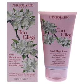 LErbolario Lerbolario magicaction scrub - tra i ciliegi - floral, fruity scent - exfoliating body oil-gel with cherry stone micro-granules, cruelty...