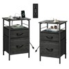 WLIVE Night Stand Set 2, Black Nightstand with Charging Station,
