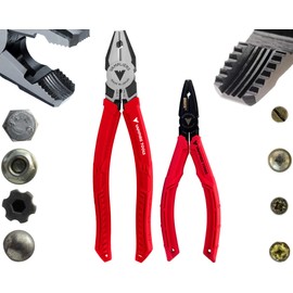 VAMPLIERS 2-PC Screw Extractor Pliers Set. Made in Japan: 8" Linesman Pliers + 6.25" Black Oxide Multipurpose Plier