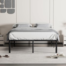 VECELO 16" Full Size Metal Platform Tall Bed Frame,Heavy Duty Steel Slat/Easy Assembly Mattress Foundation/No Box Spring Needed