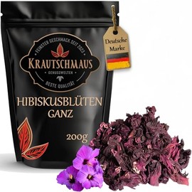 200 g Hibiscus Flowers Whole Dried, High-Quality Flowers from Krautschmaus, Edible Flowers, Gently Dried, Intensely Scented for Hibiscus Flower Tea, No Additives