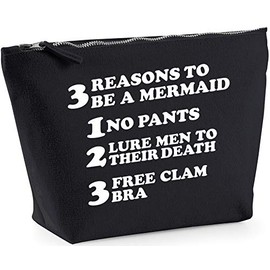 Hippowarehouse 3 Reasons to be a mermaid no pants lure men to their death free clam bra printed make up cosmetic wash bag 18x19x9cm