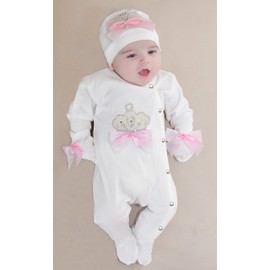 Lilax Baby Girl Jewels Crown Layette 3 Piece Gift Set 0-3 Months Pearl Crown