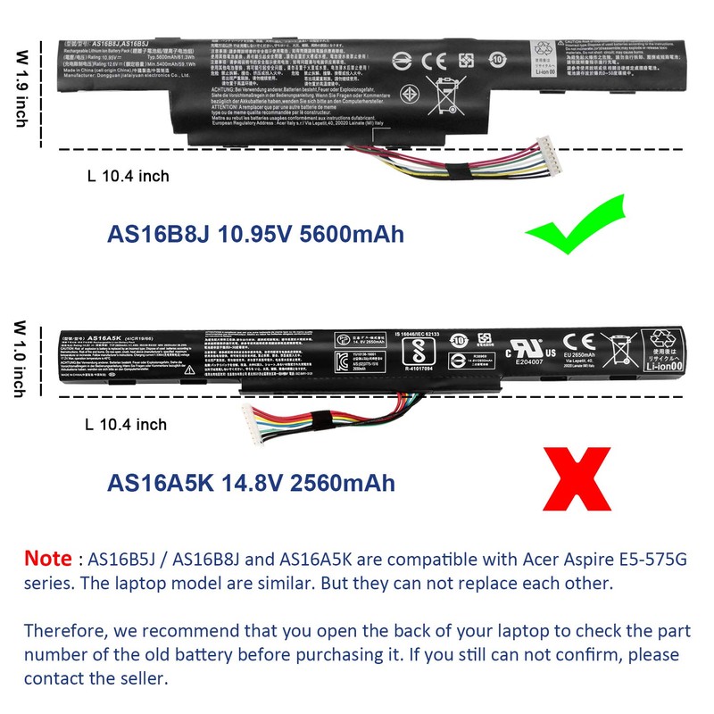 AS16B5J AS16B8J Battery for Aspire 15.6" E5-575G E5-575G-53VG E5-575G-75MD E5-575-33BM