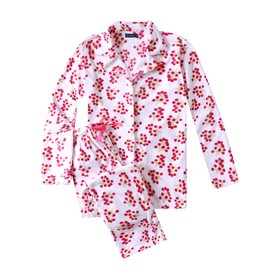 Noble Mount Womens Fleece Pajamas Set - Warm Winter PJs - Winter Berries White/Red - Large